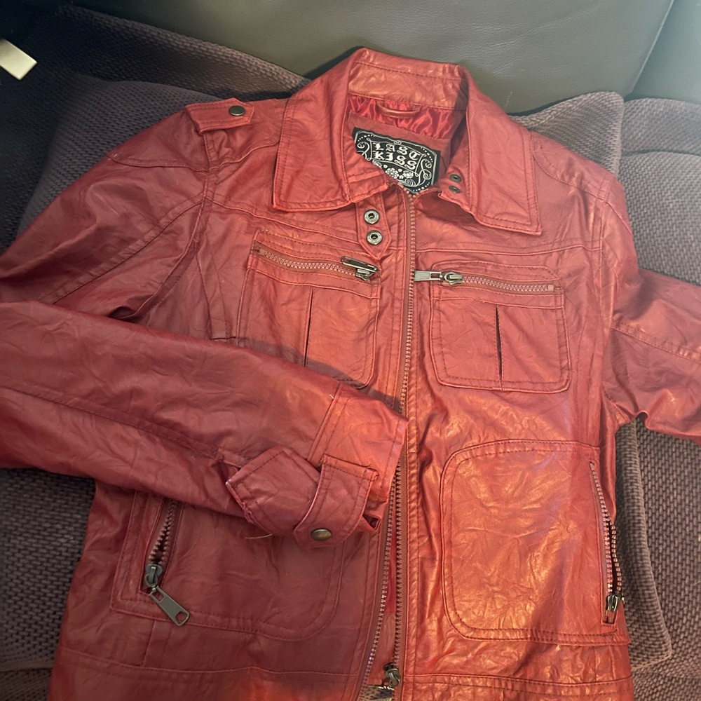 A great looking leather jacket red size extra large